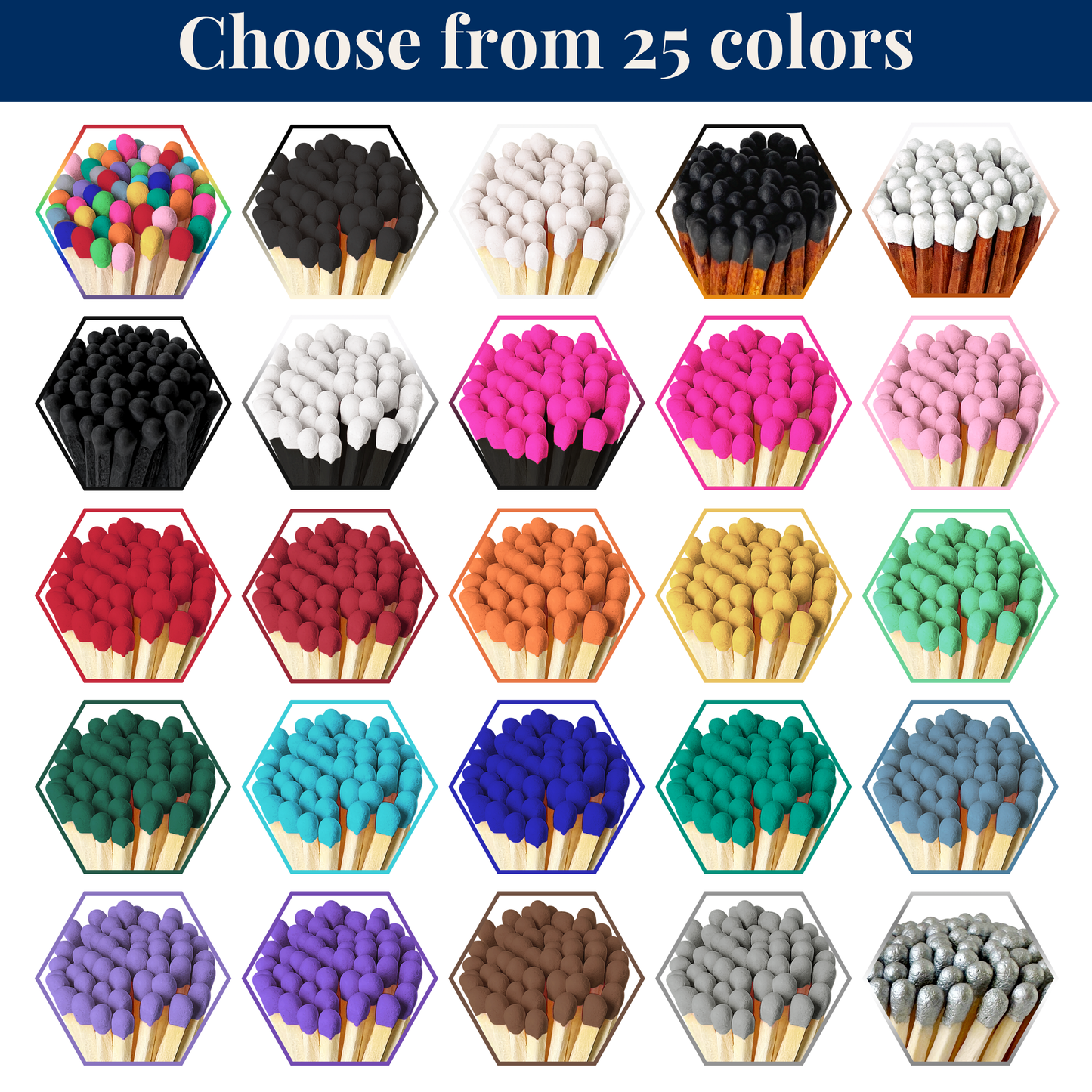 Thankful Greetings - 2" Matches in Cork Top Jar - Colors of Your Choice