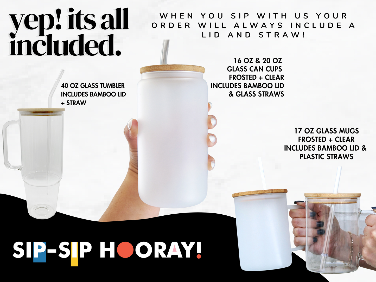 Sip-Sip Hooray! - Just One More Chapter Book Lover 17oz Glass Mug With Lid and Straw