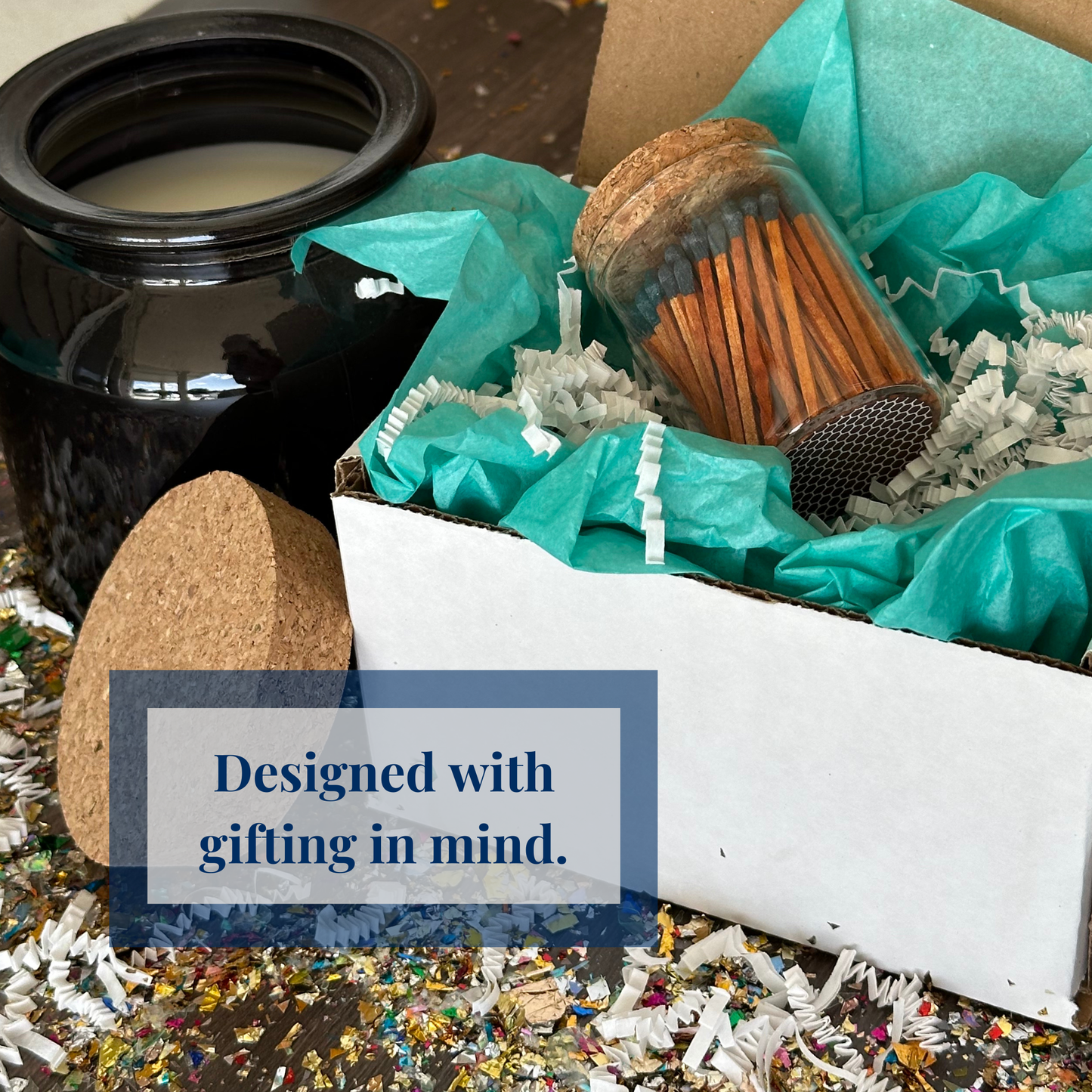Thankful Greetings - 2" Matches in Cork Top Jar - Colors of Your Choice