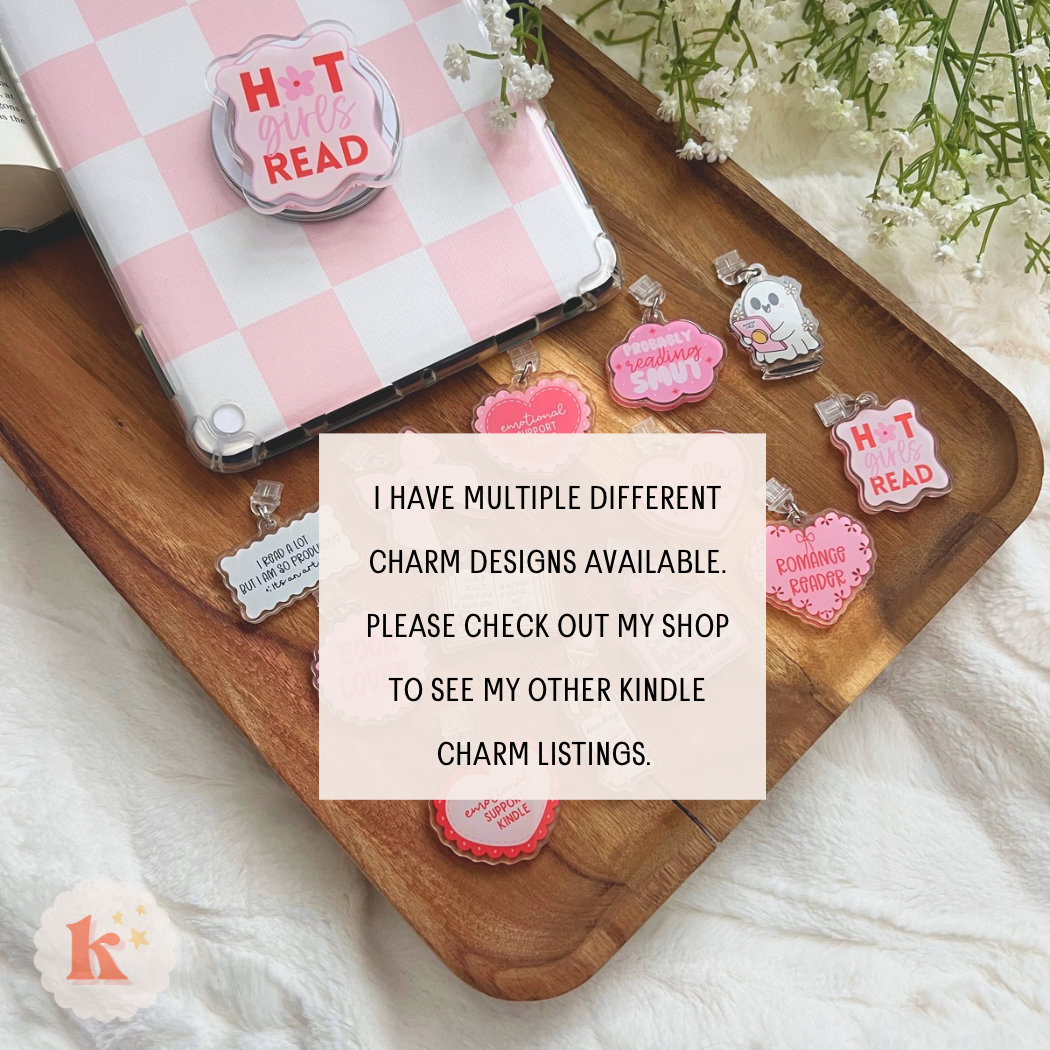Kelle & Co. - Reading Kindle Charm, kindle accessories, dust plug charm