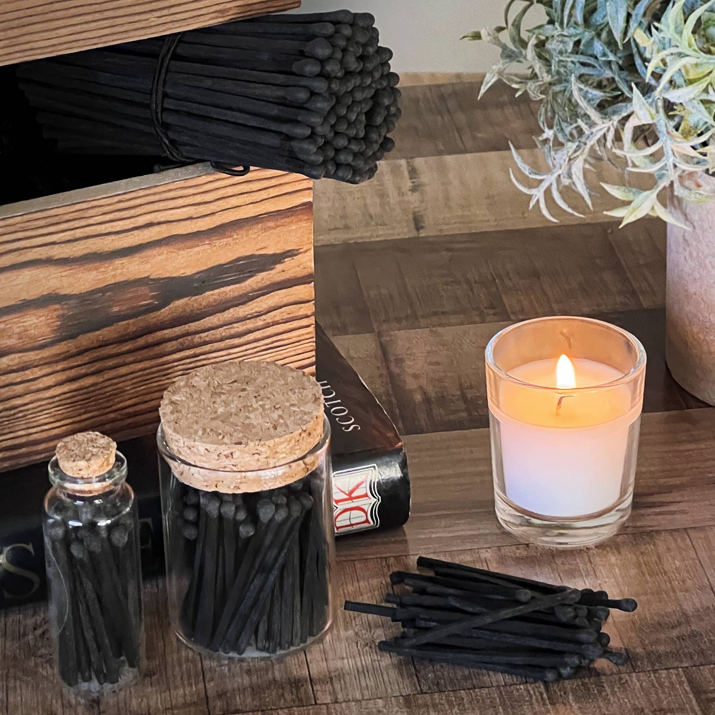 Thankful Greetings - 2" Matches in Cork Top Jar - Colors of Your Choice