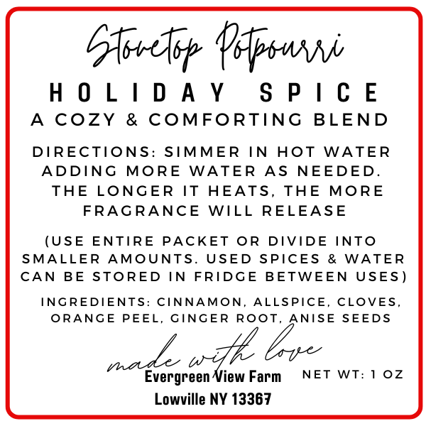 Evergreen View Farm - Simmer Pot Stovetop Spice Christmas Holiday Fall Winter