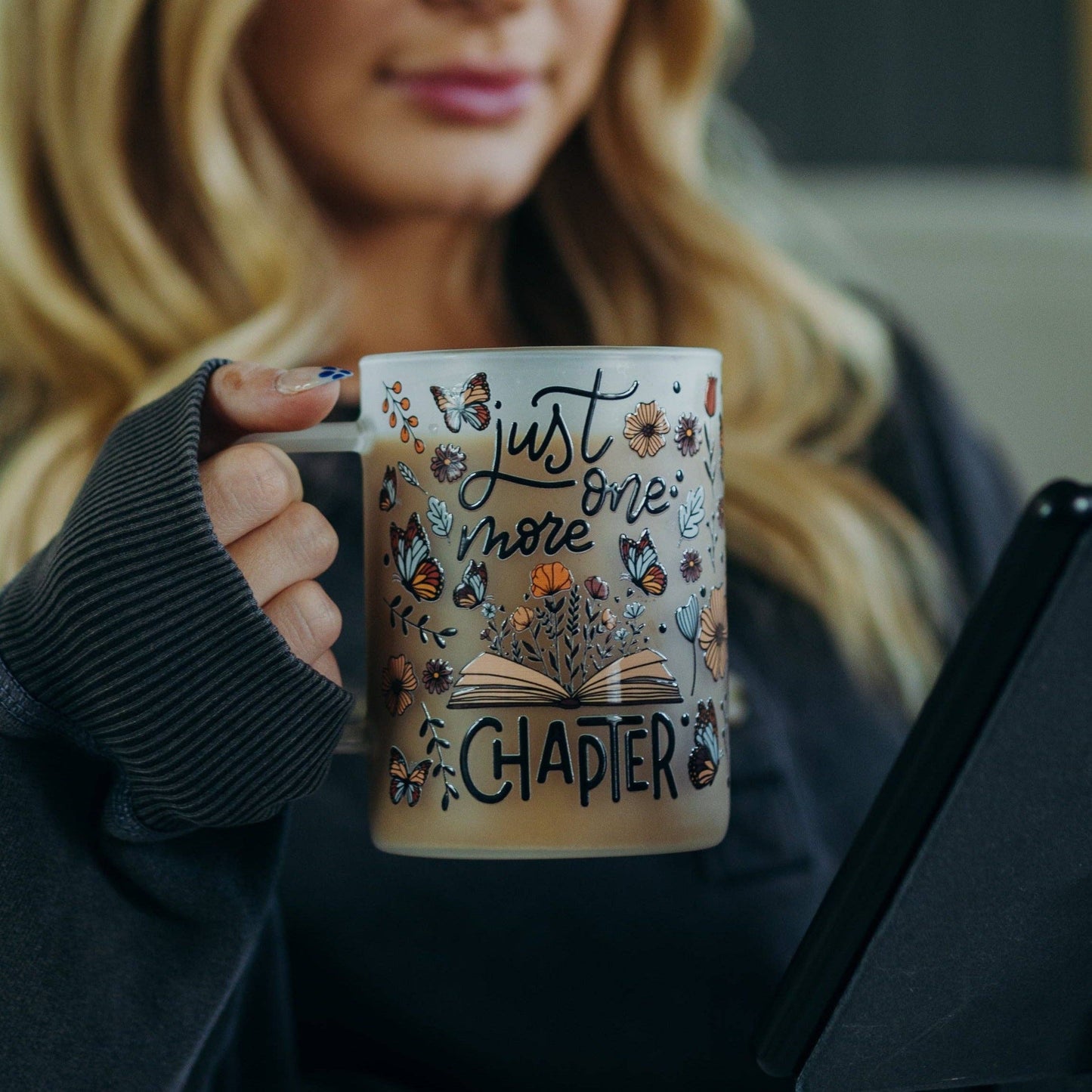 Sip-Sip Hooray! - Just One More Chapter Book Lover 17oz Glass Mug With Lid and Straw