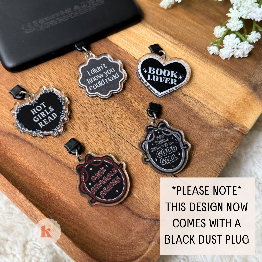 Kelle & Co. - Reading Kindle Charm, kindle accessories, dust plug charm