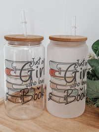 Emma K Designs - Booklover 16oz Glass Cup with Bamboo Lid