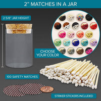 Thankful Greetings - 2" Matches in Cork Top Jar - Colors of Your Choice