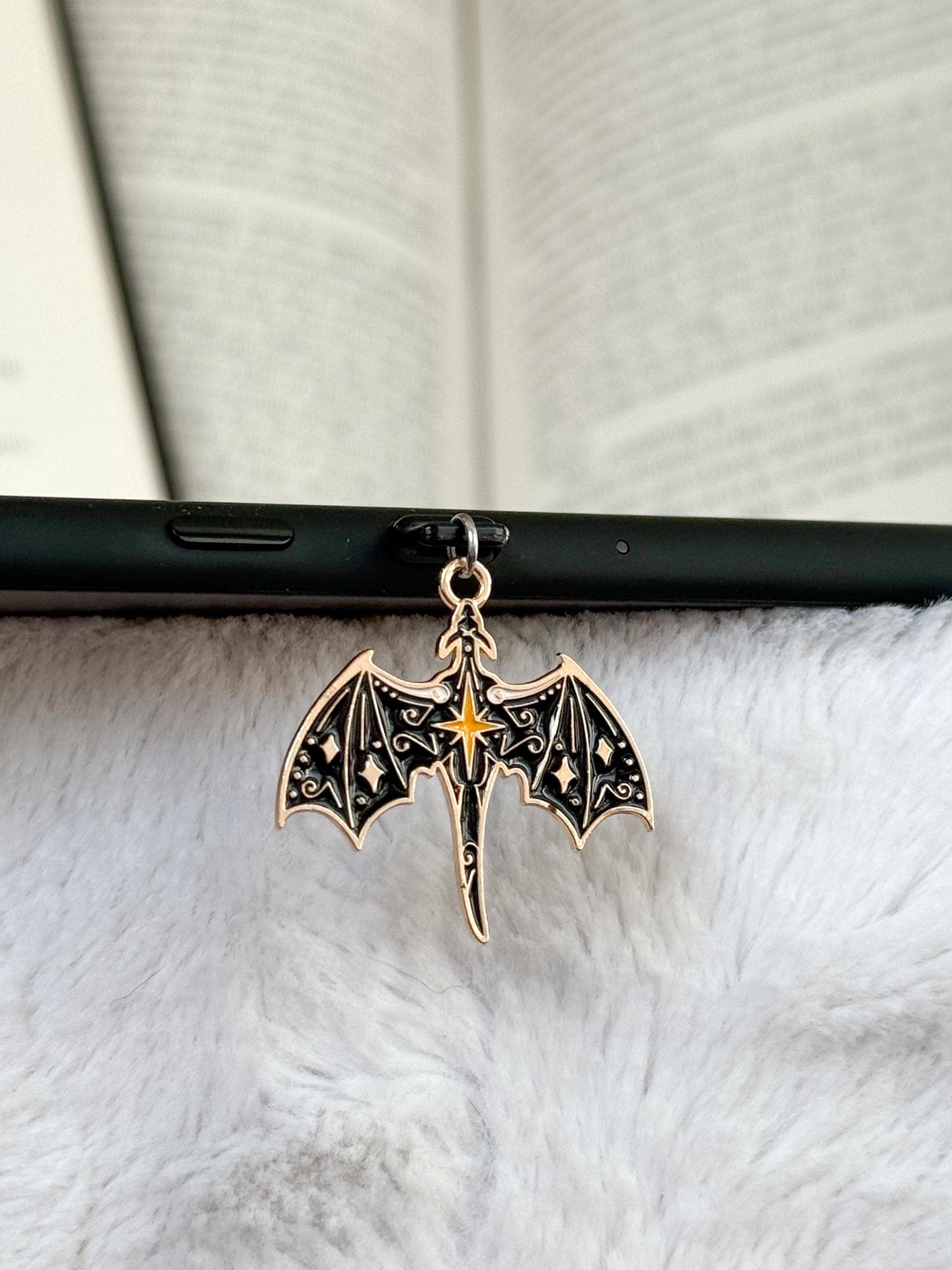 Black Dragon Kindle Charm | Fantasy E-Reader Accessory