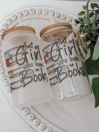 Emma K Designs - Booklover 16oz Glass Cup with Bamboo Lid