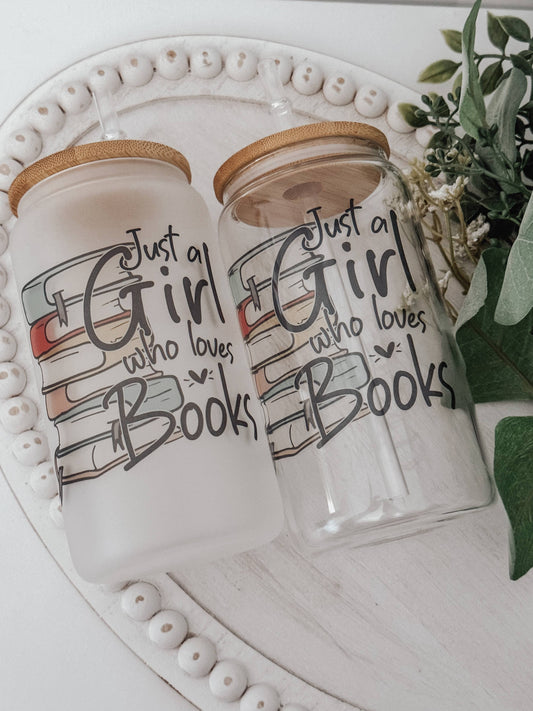 Emma K Designs - Booklover 16oz Glass Cup with Bamboo Lid