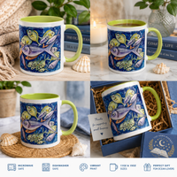 Saltwater Stories Mug | Coastal Watercolor Fish Coffee Cup | Ocean Lover Gift | Ceramic Accent Mug