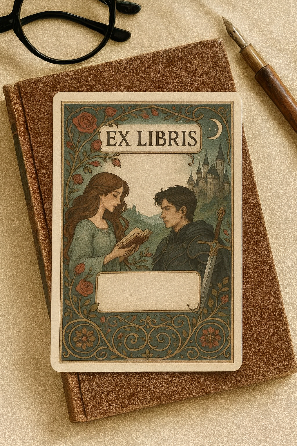 Romantic Moonlit Courtship Ex Libris Set