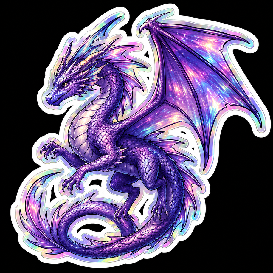 Purple Dragon Holographic Sticker | Fantasy Bookish Vinyl Decal | Romantasy Gift