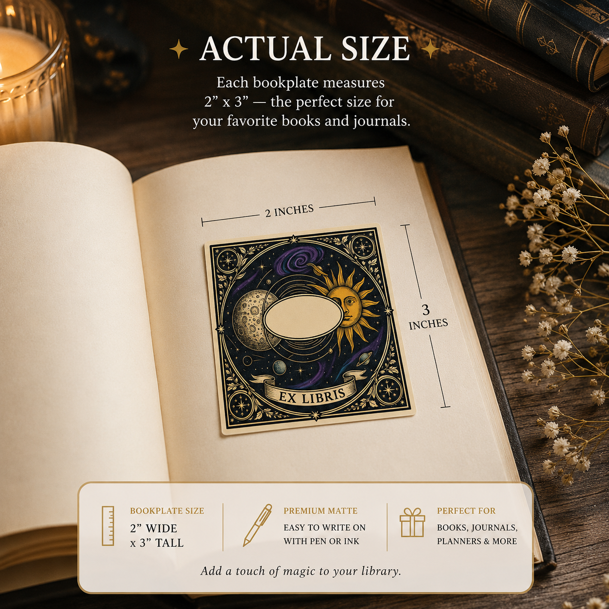 Celestial Starlight Bookplates – Set of 5 | Romantasy Bookish Gift