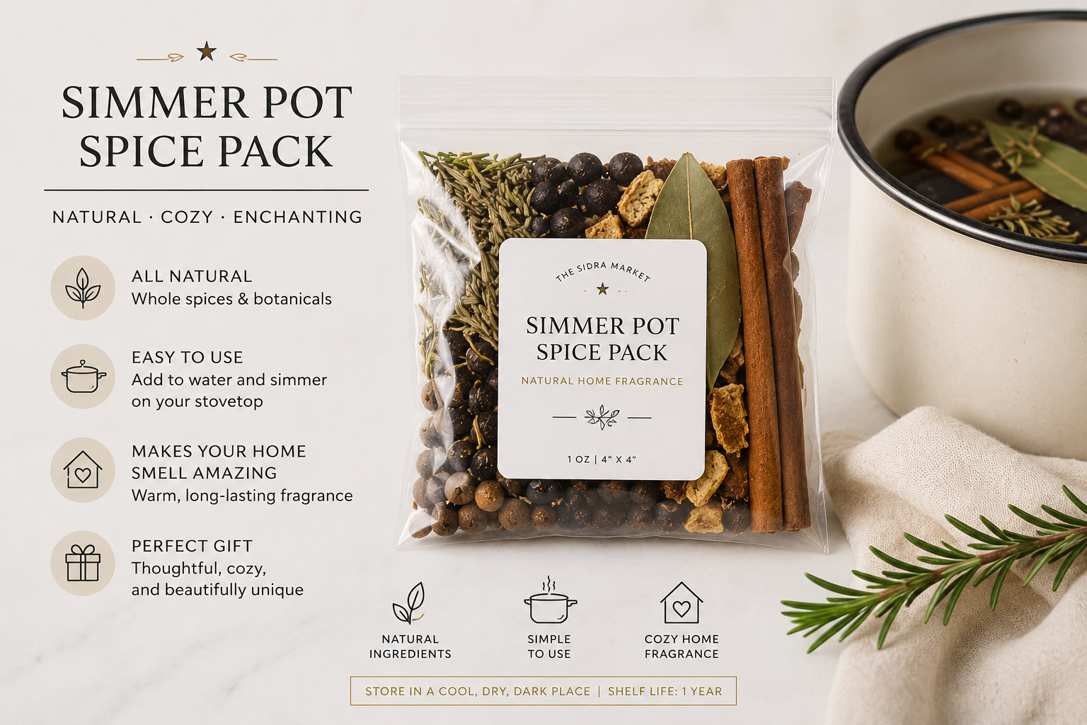 Simmer Pot Spice Pack | Natural Stovetop Potpourri Kit