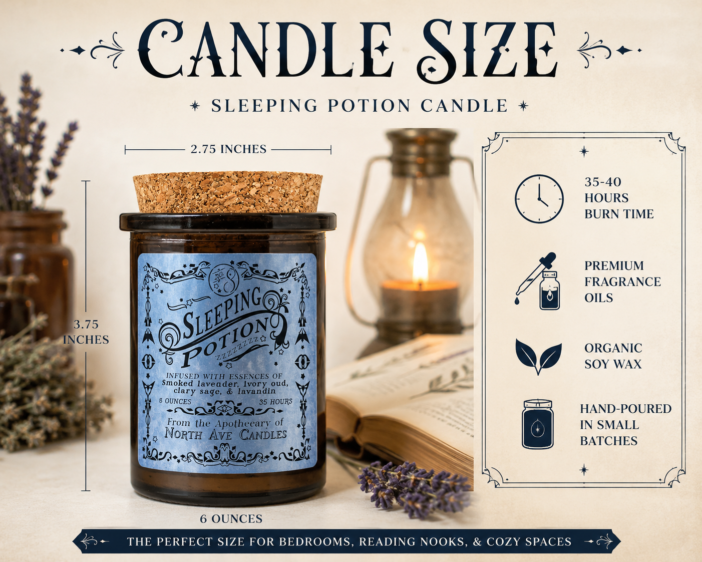 Sleeping Potion Candle | Lavender Apothecary Soy Candle | Relaxation Candle