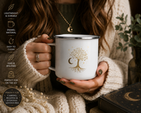 Tree of Life Enamel Mug | Celestial Camping Mug for Book Lovers & Nature Lovers