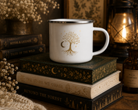 Tree of Life Enamel Mug | Celestial Camping Mug for Book Lovers & Nature Lovers