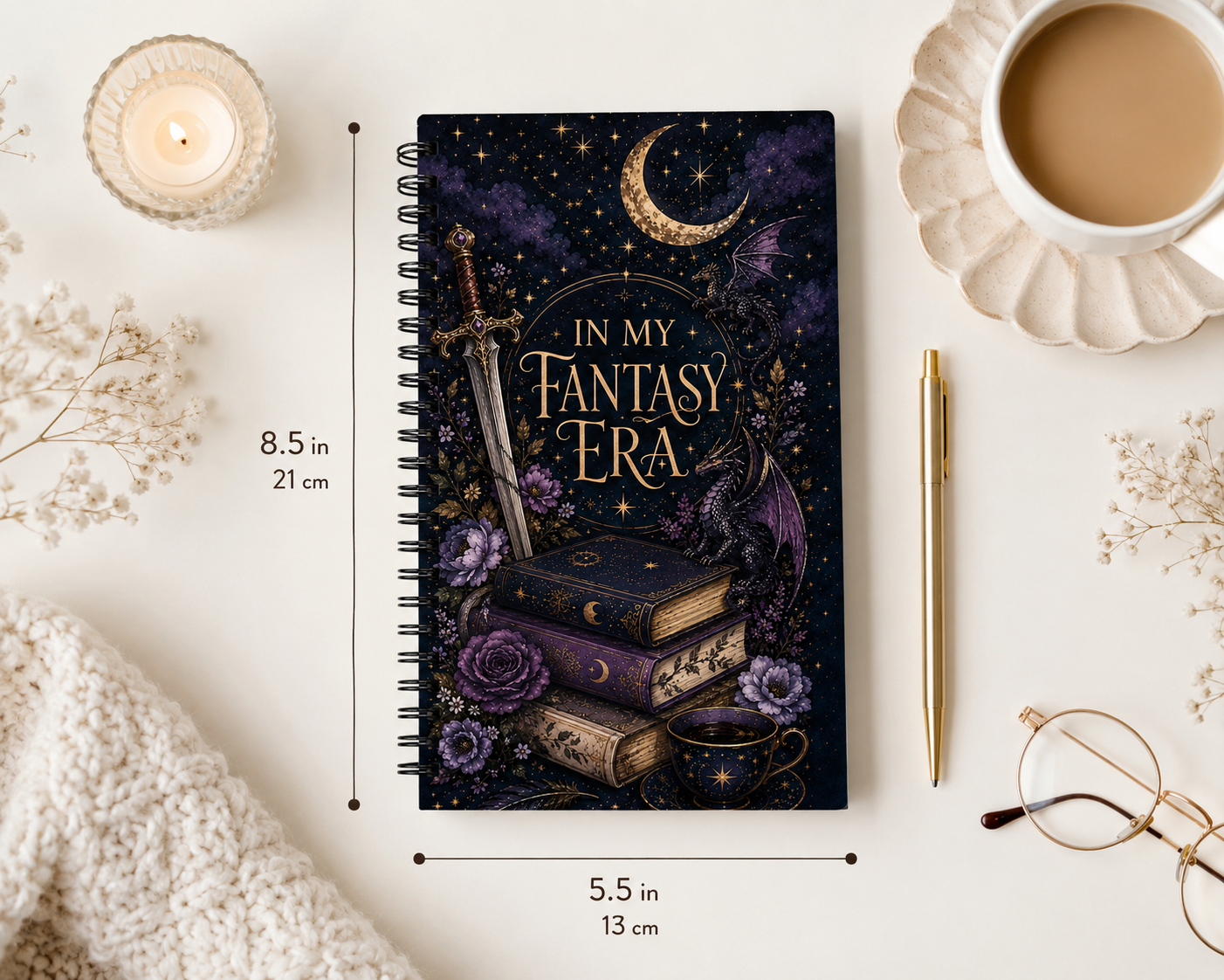 In My Fantasy Era Notebook | Fantasy Reader Journal | Dragon & Book Lover Gift | Romantasy Writing Notebook | Bookish Spiral Journal