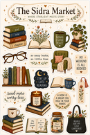 Bookish Vinyl Sticker Sheet | Cozy Reader Stickers | Book Lover Gift | Kindle & Water Bottle Decals