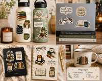 Bookish Vinyl Sticker Sheet | Cozy Reader Stickers | Book Lover Gift | Kindle & Water Bottle Decals