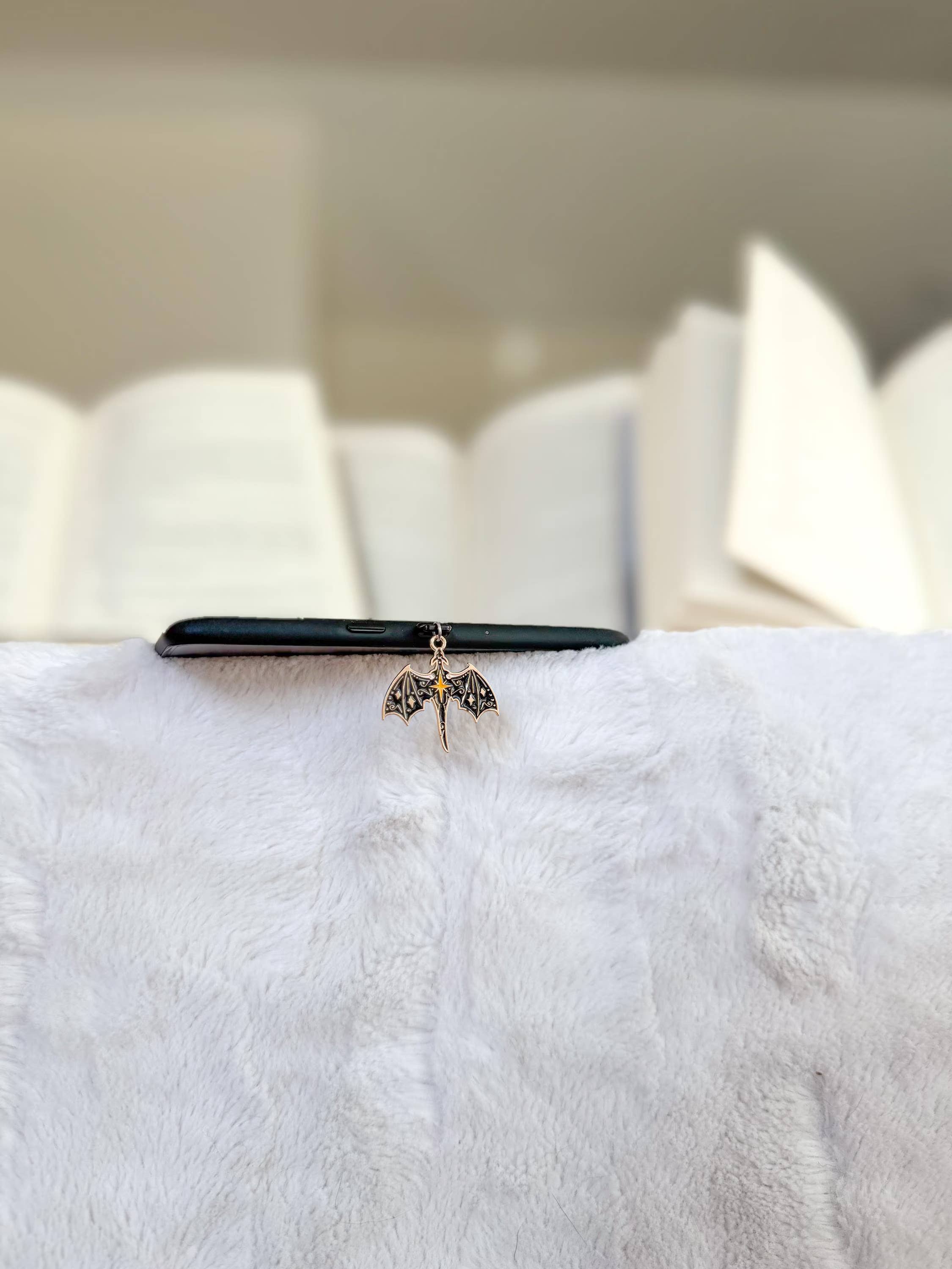 Black Dragon Kindle Charm | Fantasy E-Reader Accessory