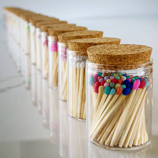 Thankful Greetings - 2" Matches in Cork Top Jar - Colors of Your Choice