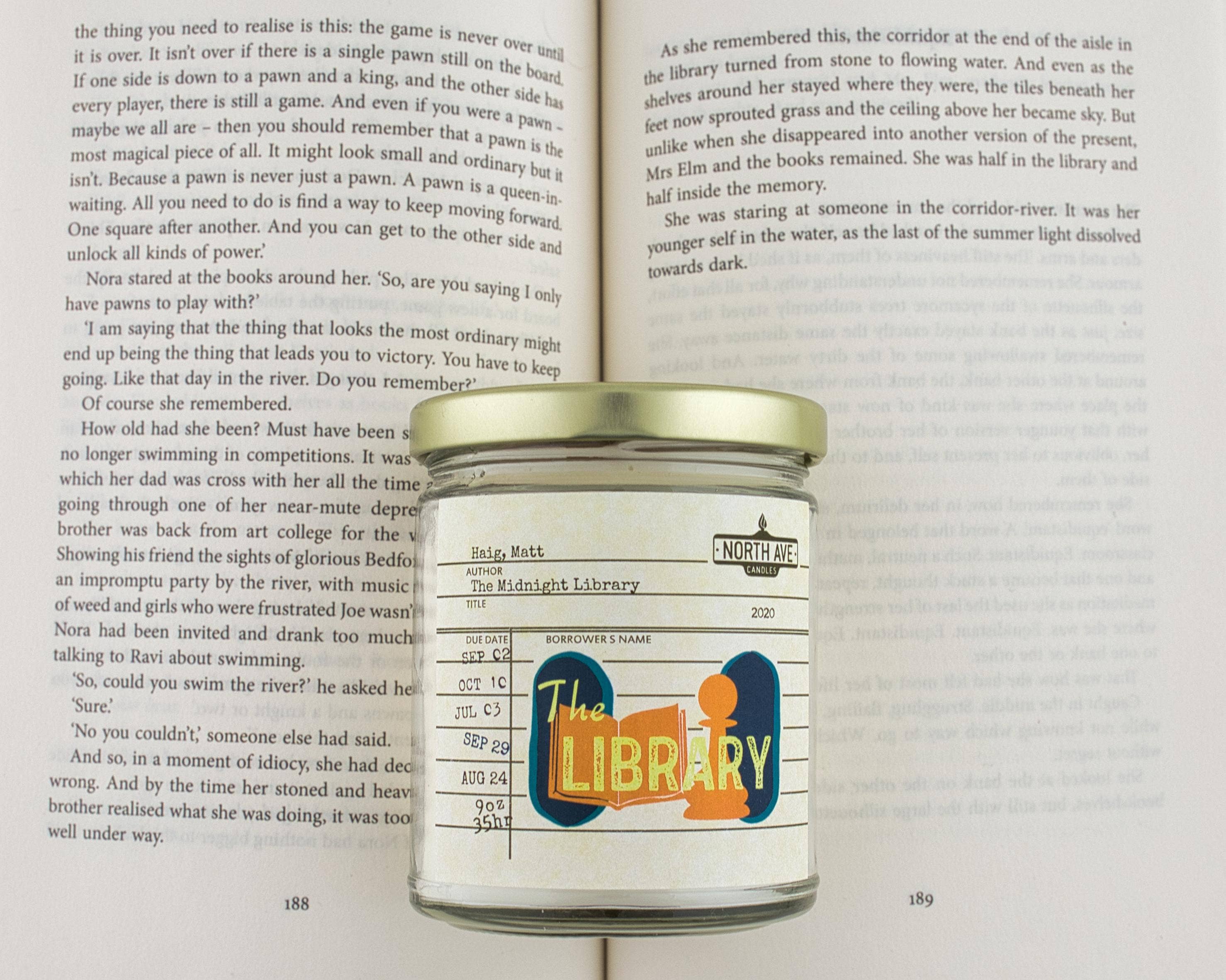 North Ave Candles - Book Candle / The Midnight Library / Bookstore Gift /