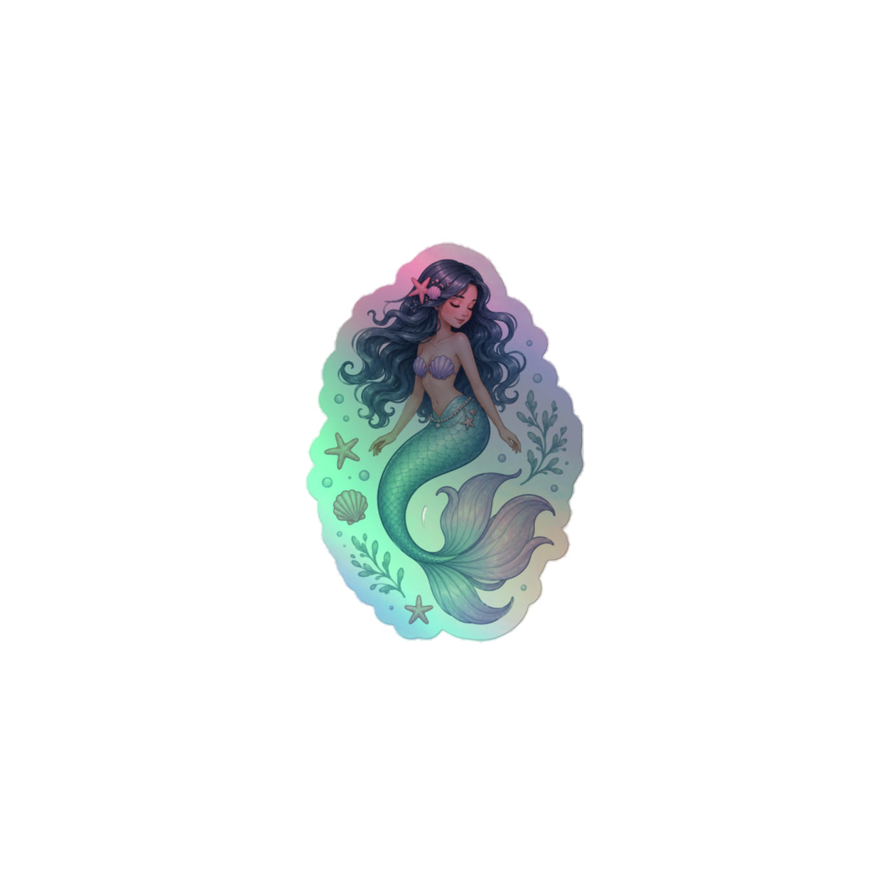 Mermaid Sticker | Holographic Mermaid Vinyl Decal | Ocean Lover Gift | Fantasy Sticker | Coastal Aesthetic Decor